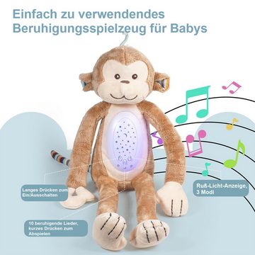 DOPWii Kuscheltier Multifunktionale Musikpuppe, Baby-Einschlafhilfe, 3 Helligkeitsstufen, 7 beruhigende Musik, Sternprojektion