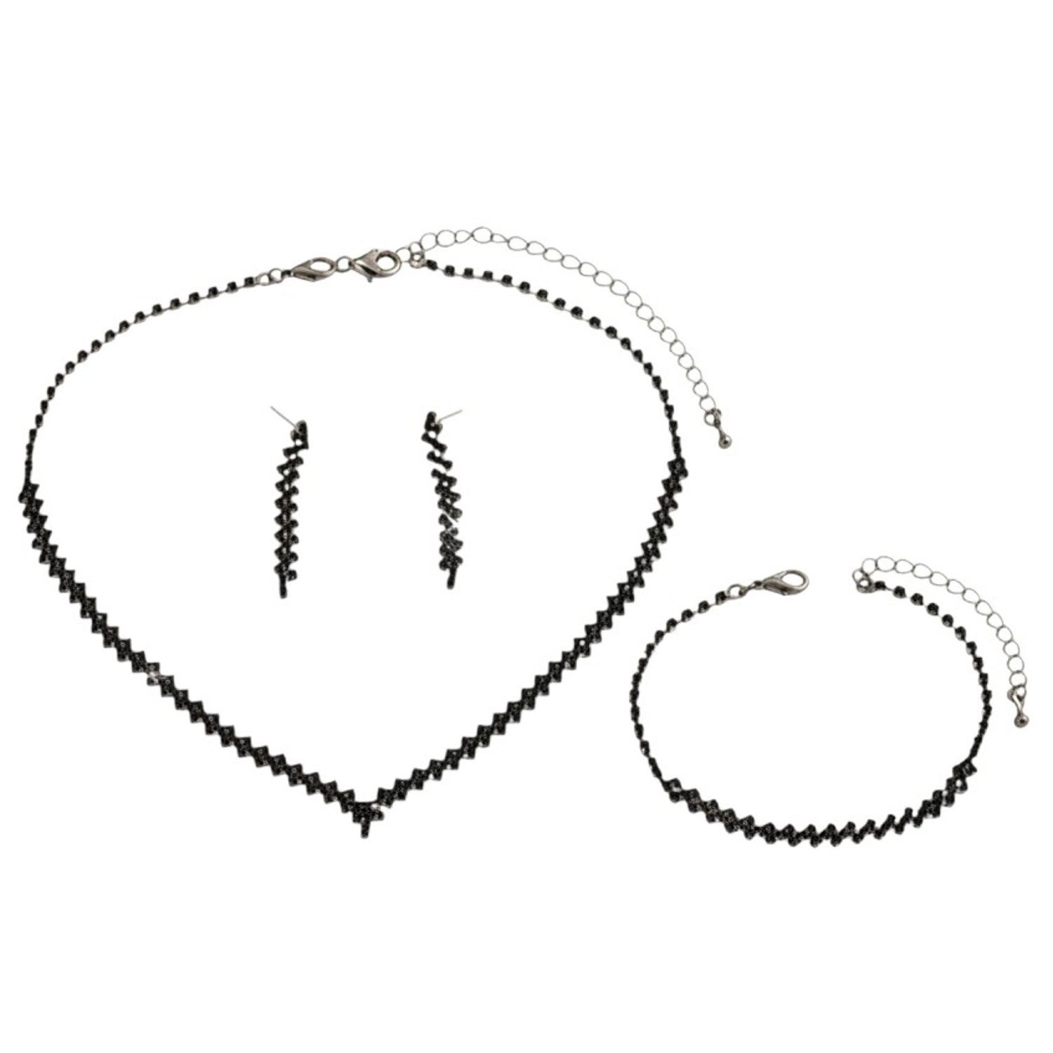 KARMA Schmuckset Damen Strass Schwarz Set (Strassarmband modern, eleganter günstig online kaufen