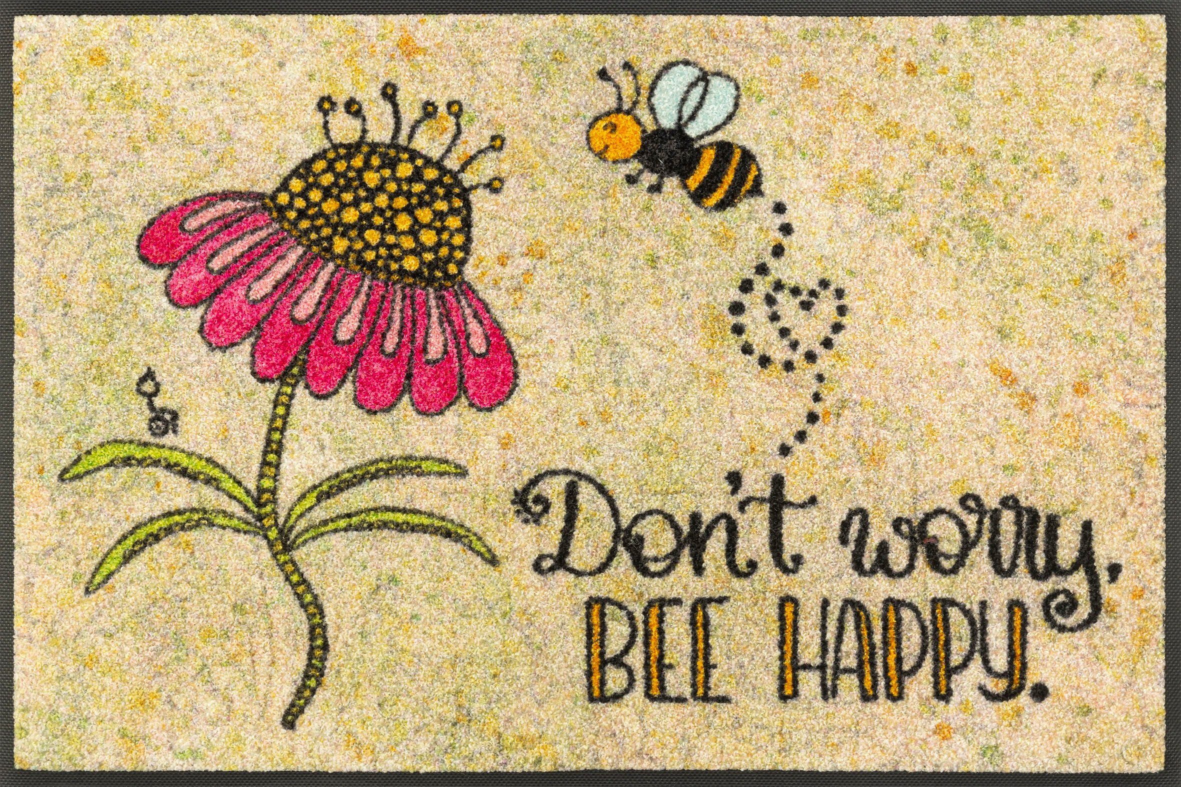 Fußmatte Bee Happy, wash+dry by Kleen-Tex, rechteckig