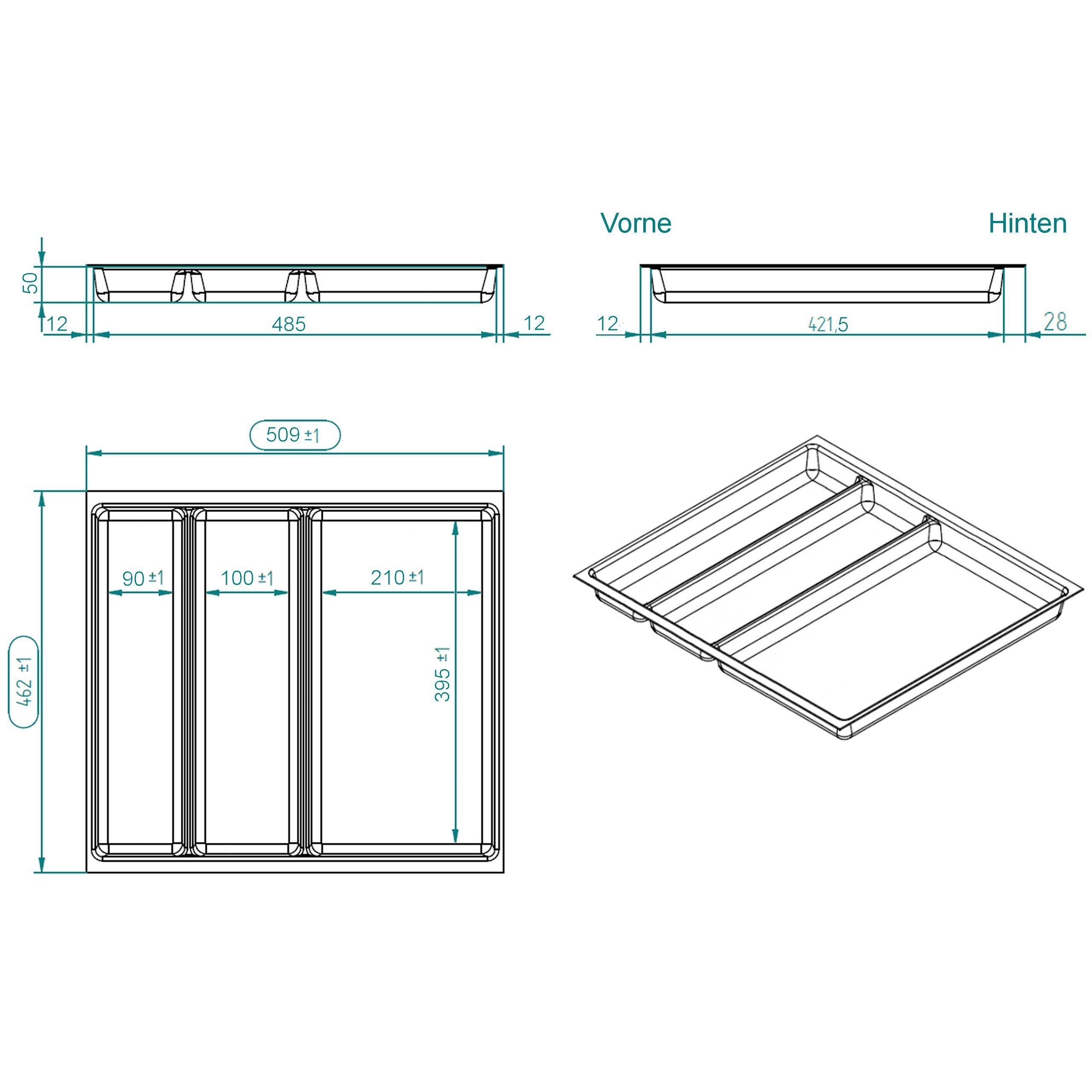 SO-TECH® Besteckeinsatz ORGA-BOX® II Besteckeinsatz Maxi silbergrau für Nobilia 60er (1 St), (462 x 509 mm), BITTE MESSEN SIE IHR SCHUBLADENINNENMASS – Bild 4 von 5