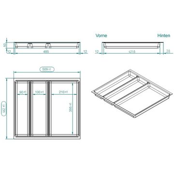 SO-TECH® Besteckeinsatz ORGA-BOX® II Besteckeinsatz Maxi silbergrau für Nobilia 60er Schublade, (462 x 509 mm), BITTE MESSEN SIE IHR SCHUBLADENINNENMASS