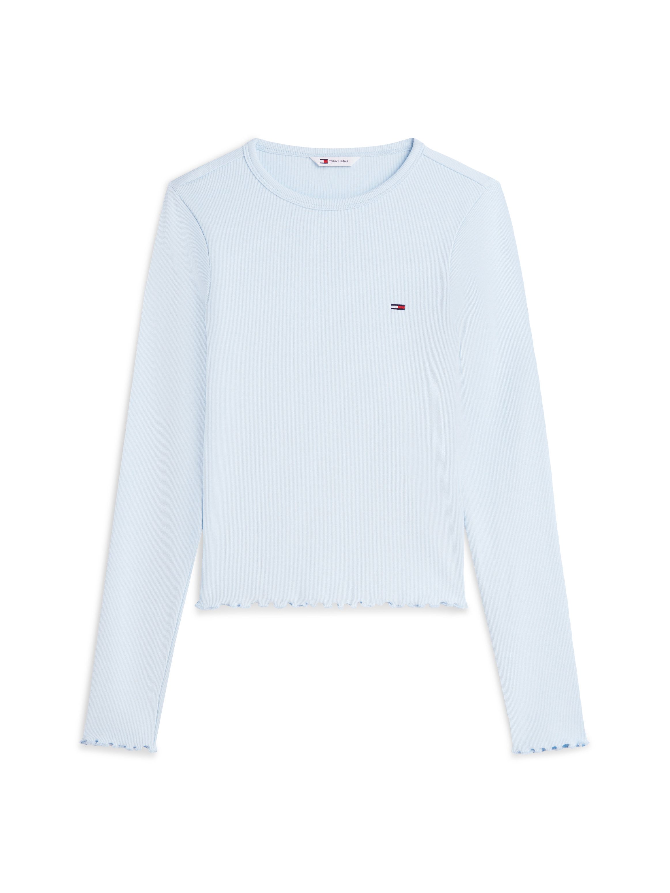 Tommy Jeans Langarmshirt TJW SLIM SH LETTUCE EDGE RIB LS mit gerippter Struktur, gewellter Saum – Bild 5 von 5