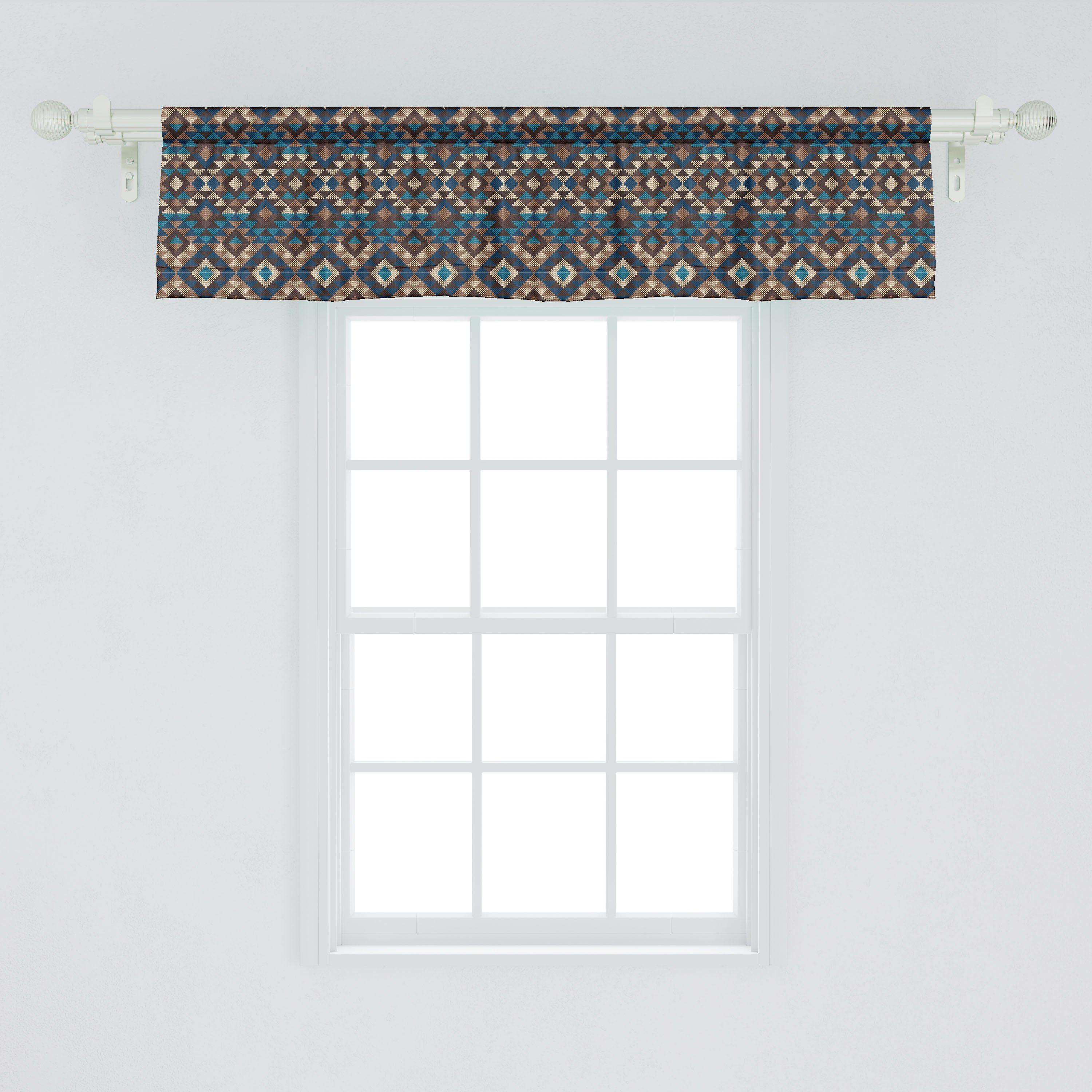 Scheibengardine Vorhang Volant gestrickter Dekor Jacquard Küche Schlafzimmer Ethnisch Abakuhaus, Microfaser, Stangentasche, mit für