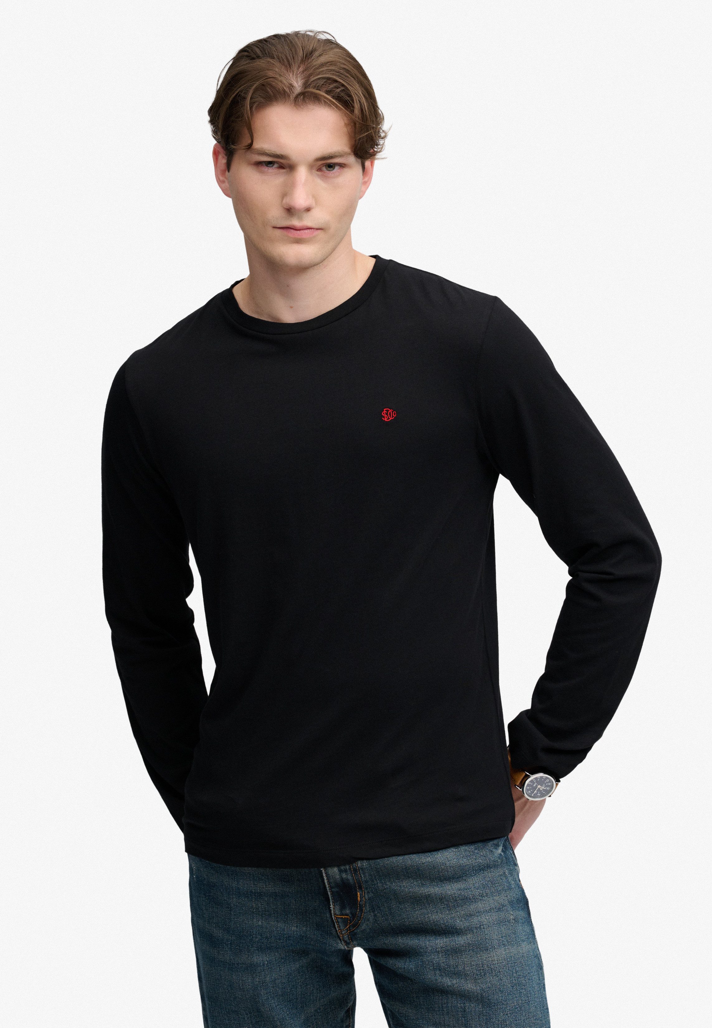 Superdry Langarmshirt CLASSIC ESSENTIAL SDCO TOP Baumwolle, relaxed fit