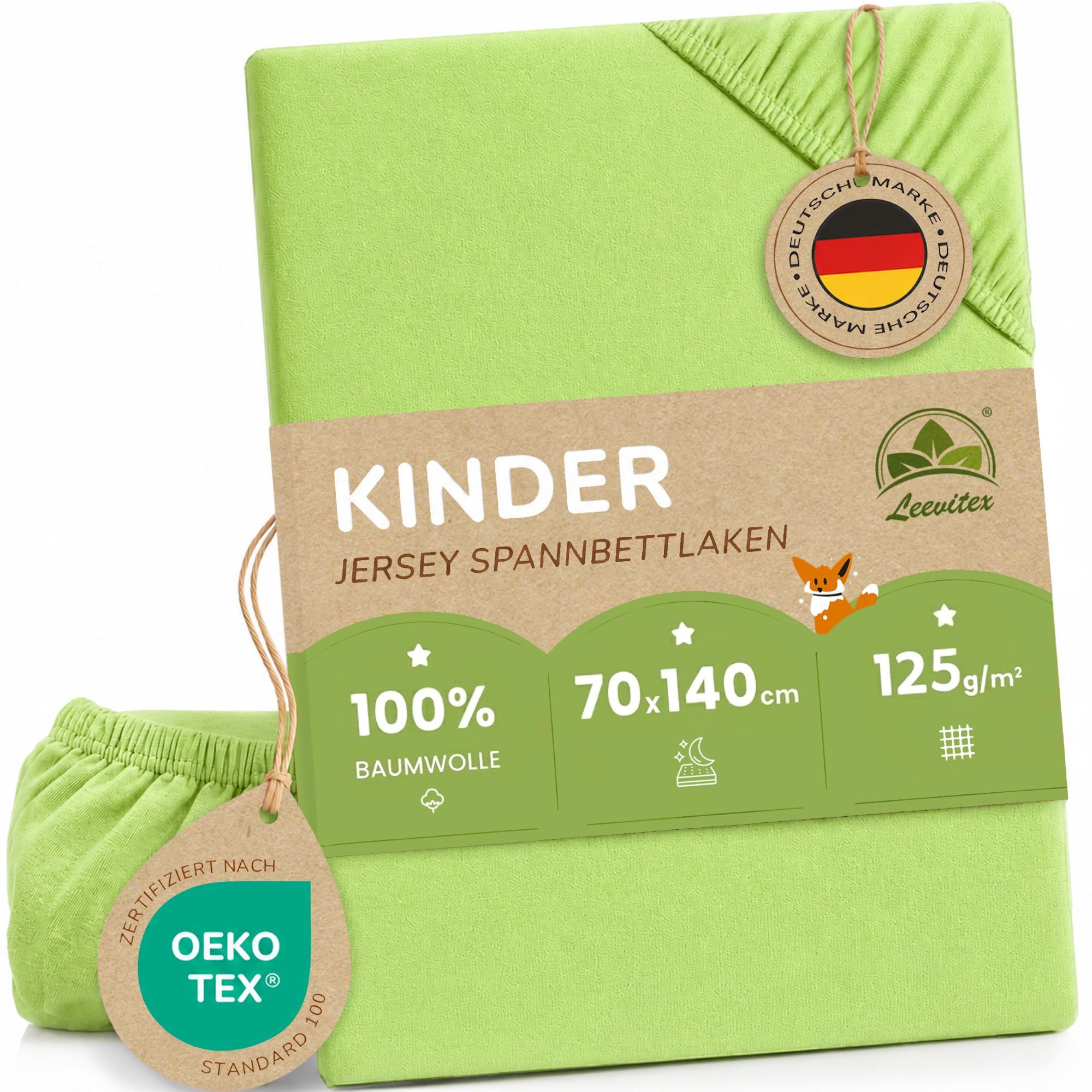 leevitex® Spannbettlaken in verschiedenen Größen und Farben, Jersey aus 100% Baumwolle, Jersey, Gummizug: rundum, (1 Stück), für Kinder- & Standardmatratzen, OEKO-TEX® STANDARD 100 zertifiziert