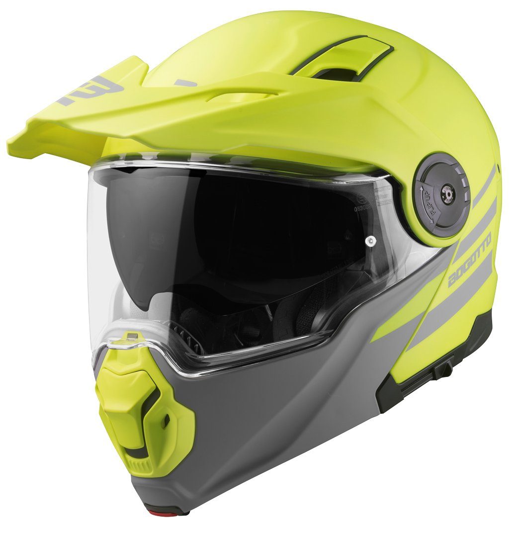 Bogotto Motocrosshelm FG-102 Duo Fiberglas Klapphelm, integriertes Sonnenvisier