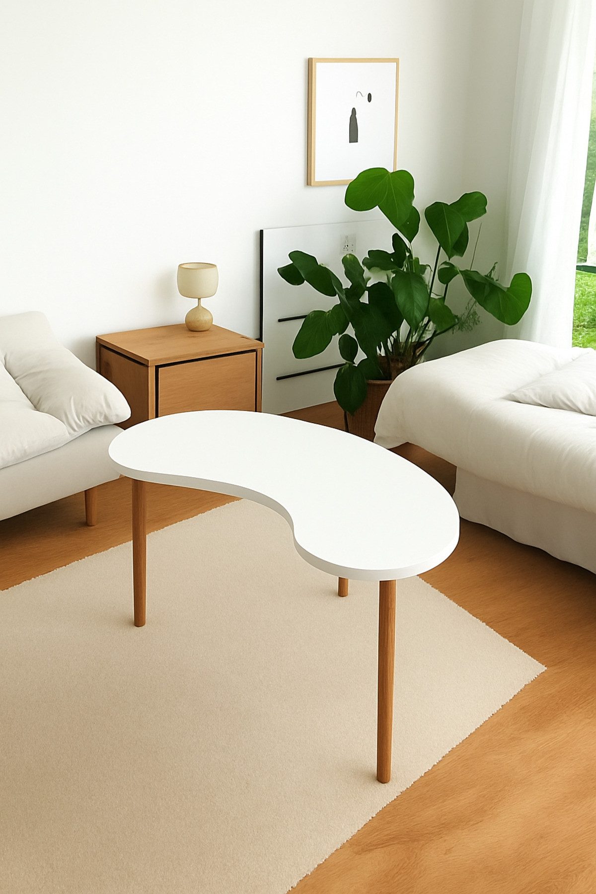 en.casa Couchtisch (1-St), Bohnenförmige Tischplatte 91332196