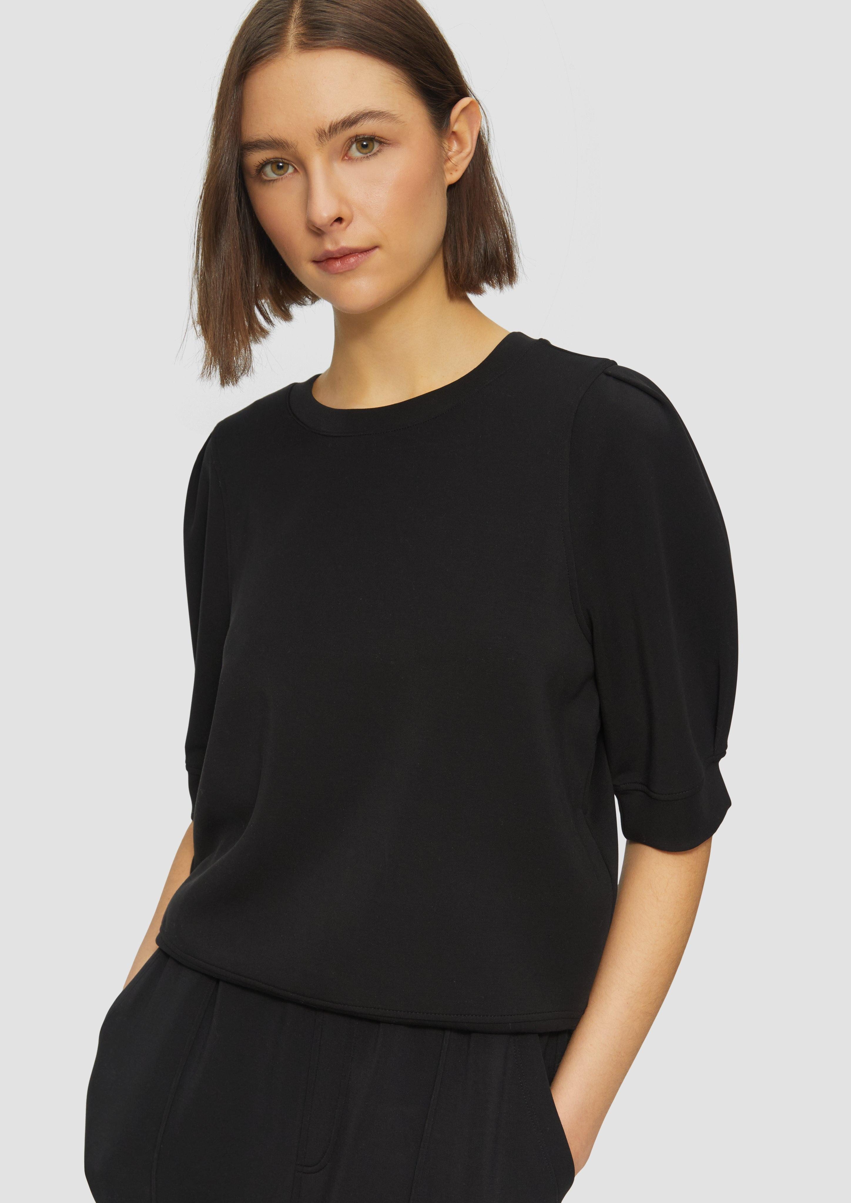 s.Oliver Kurzarmshirt Scuba-Sweatshirt mit Faltendetails günstig online kaufen