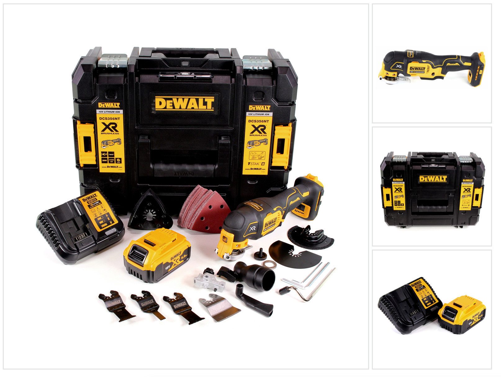DeWalt Akku-Multifunktionswerkzeug DCS 356 P1 Akku Multitool 18V Brushless + 35tlg. Zubehör + 1x Akku 5