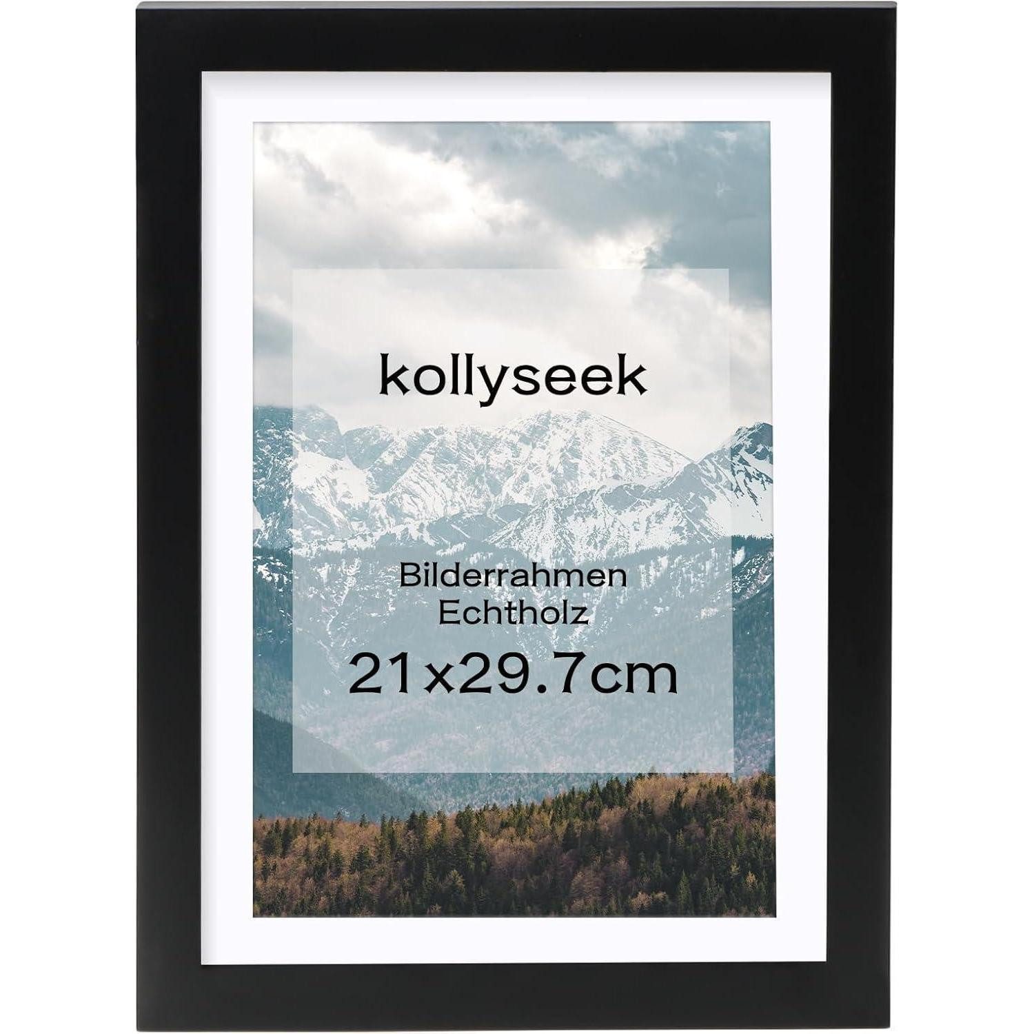 LuxusKollektion Einzelrahmen Bilderrahmen DIN A4 schwarz 21x30cm Echtholz schwarz 21x29.7cm
