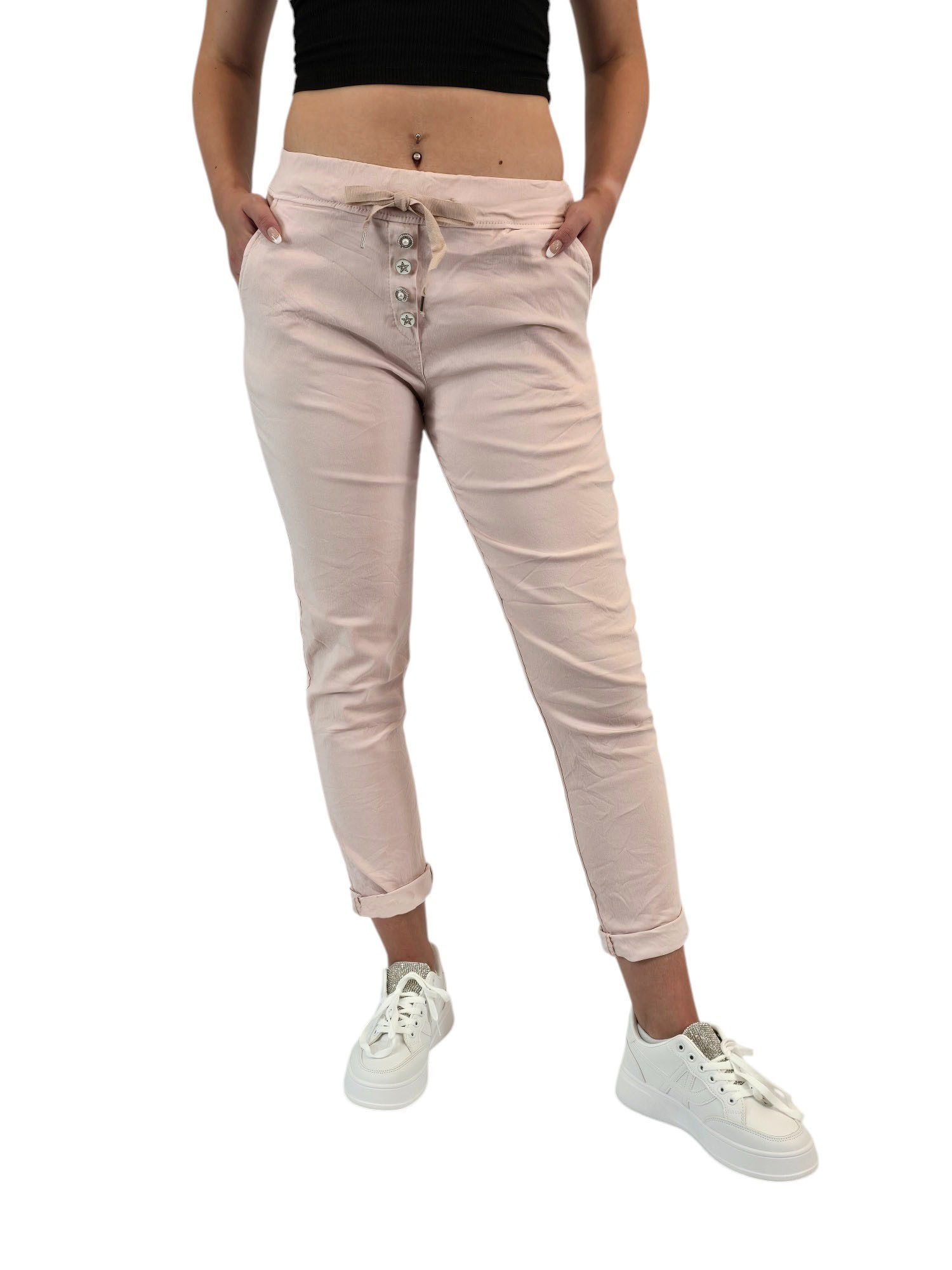 Rehoboth Moda Schlupfhose Damen Joggpants / Schlupfhose mit edlen Zierknöpfen und Bindeband