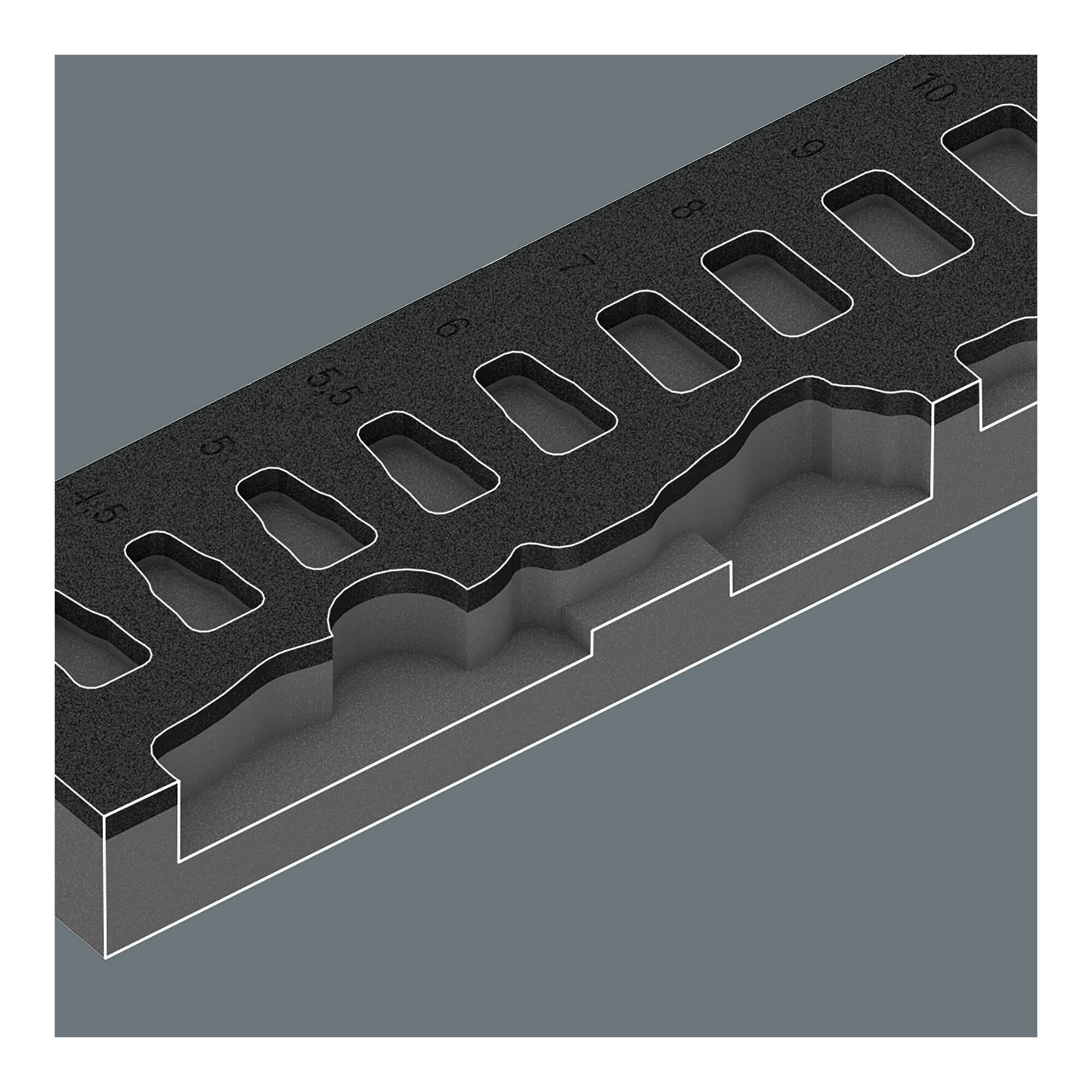 Wera Steckschlüssel Wera 9720 Schaumstoffeinlage 8000 A Zyklop Knarre 1/4" Set 1, 37-teili
