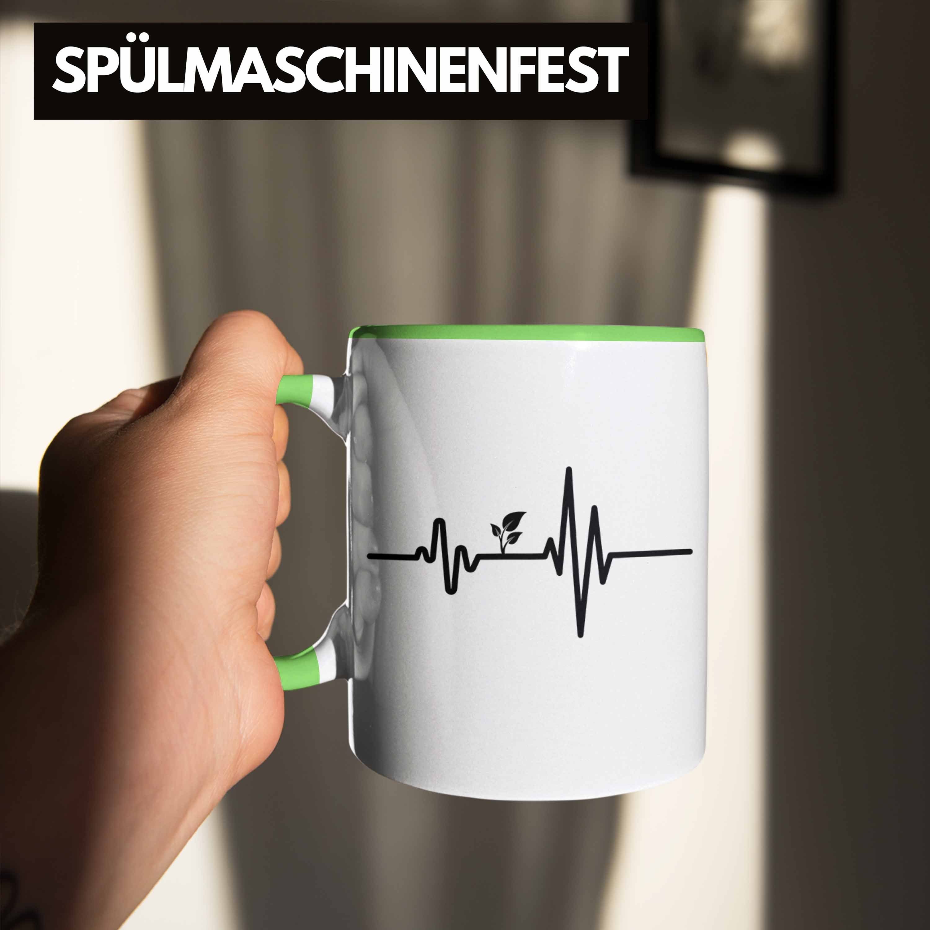 Spruch Geschenkidee - Trendation Tasse Tasse Lebensweise Herzschlag Grün Vegane Veganer Geschenk Vegan Trendation Lustiger Veganerin