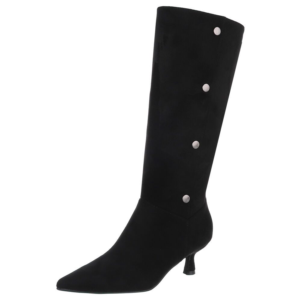 Ital-Design Elegante spitze Stiefel mit flachem Absatz für Damen Stiefel (9 günstig online kaufen