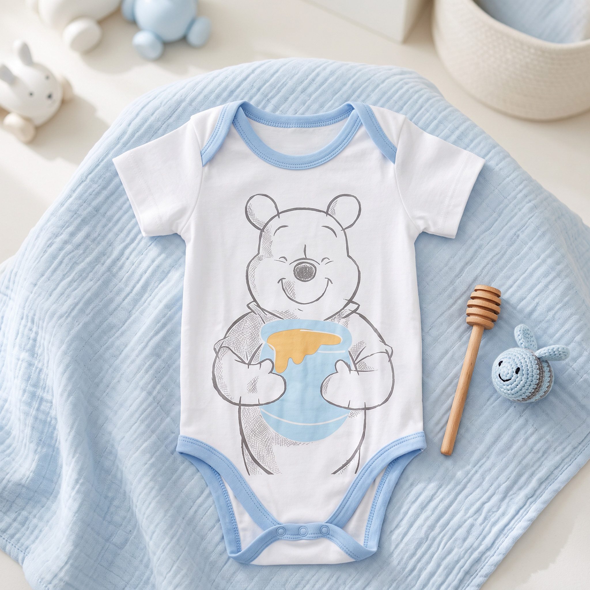 Disney Strampler Disney Winnie der Pooh Baby kurzarm Body Strampler 100% Baumwolle, Gr. 62 bis 80