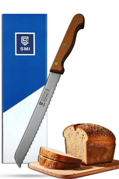 SMI Brotmesser Solingen Brotmesser 20 cm Wellenschliff Brötchenmesser Buchenholz