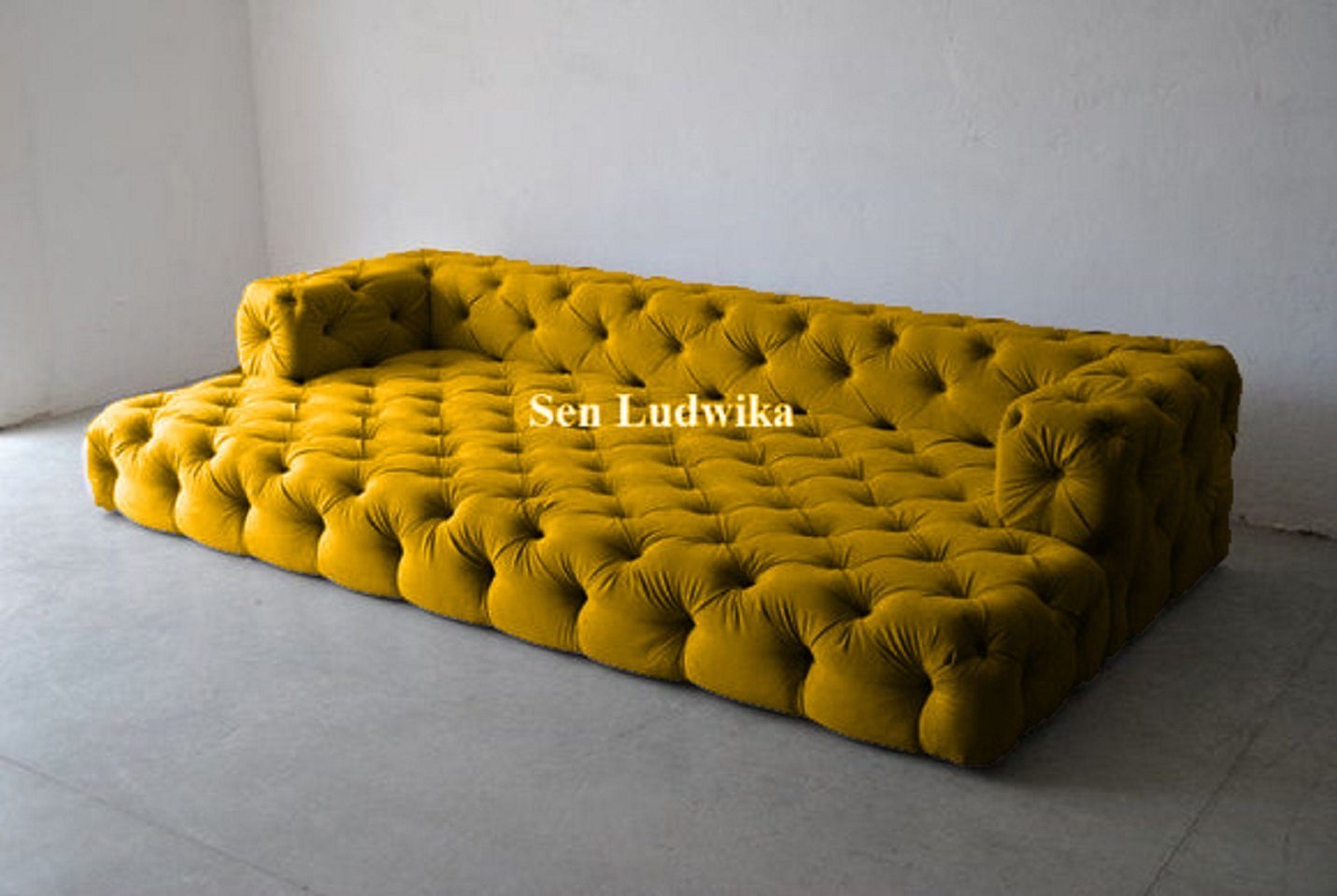 1 Sofa Sofagarnitur Big 5-Sitzer Sofas, Polster Big-Sofa Teile, Mit Chesterfield-Knöpfen Chesterfield JVmoebel xxl Gelb Design