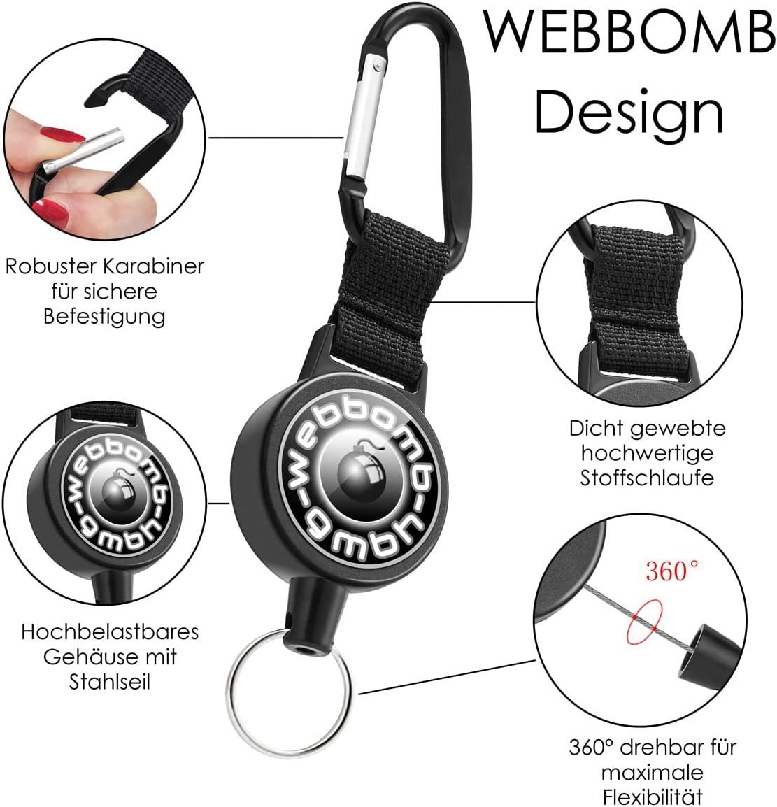 WEBBOMB Schlüsselanhänger Ausweis Jojo mit Stahlseil günstig online kaufen