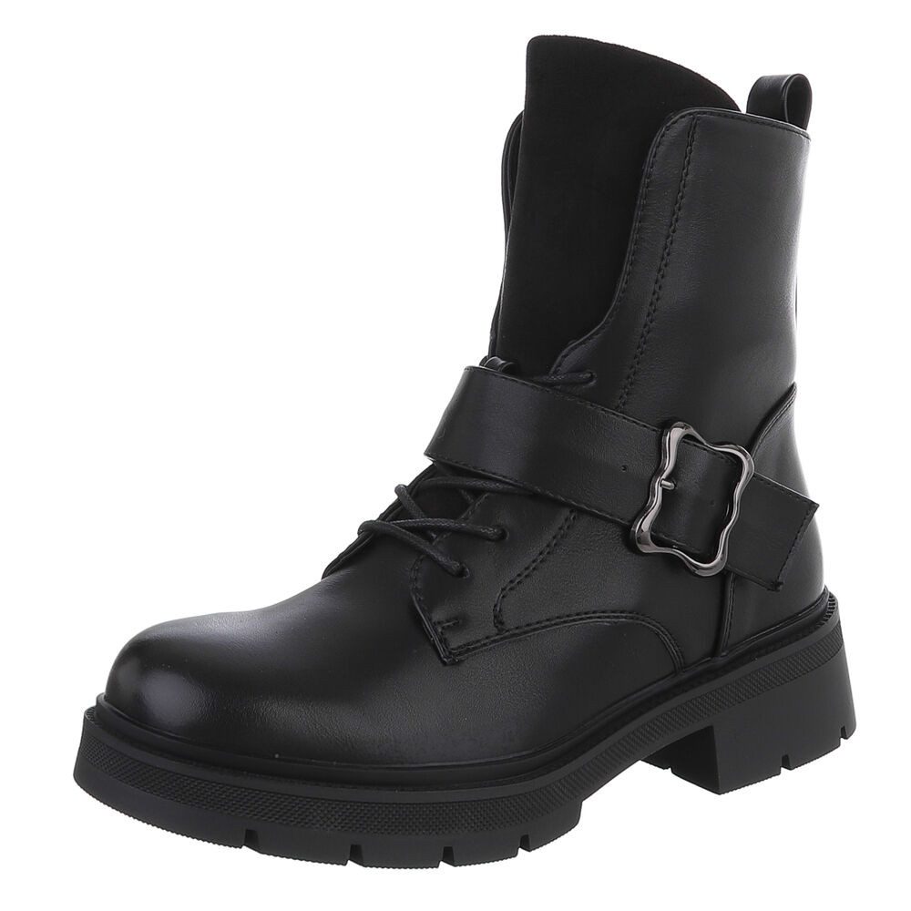 Ital-Design Moderne Damen Stiefel mit Riemen und Schnalle für Alltag Schnür günstig online kaufen