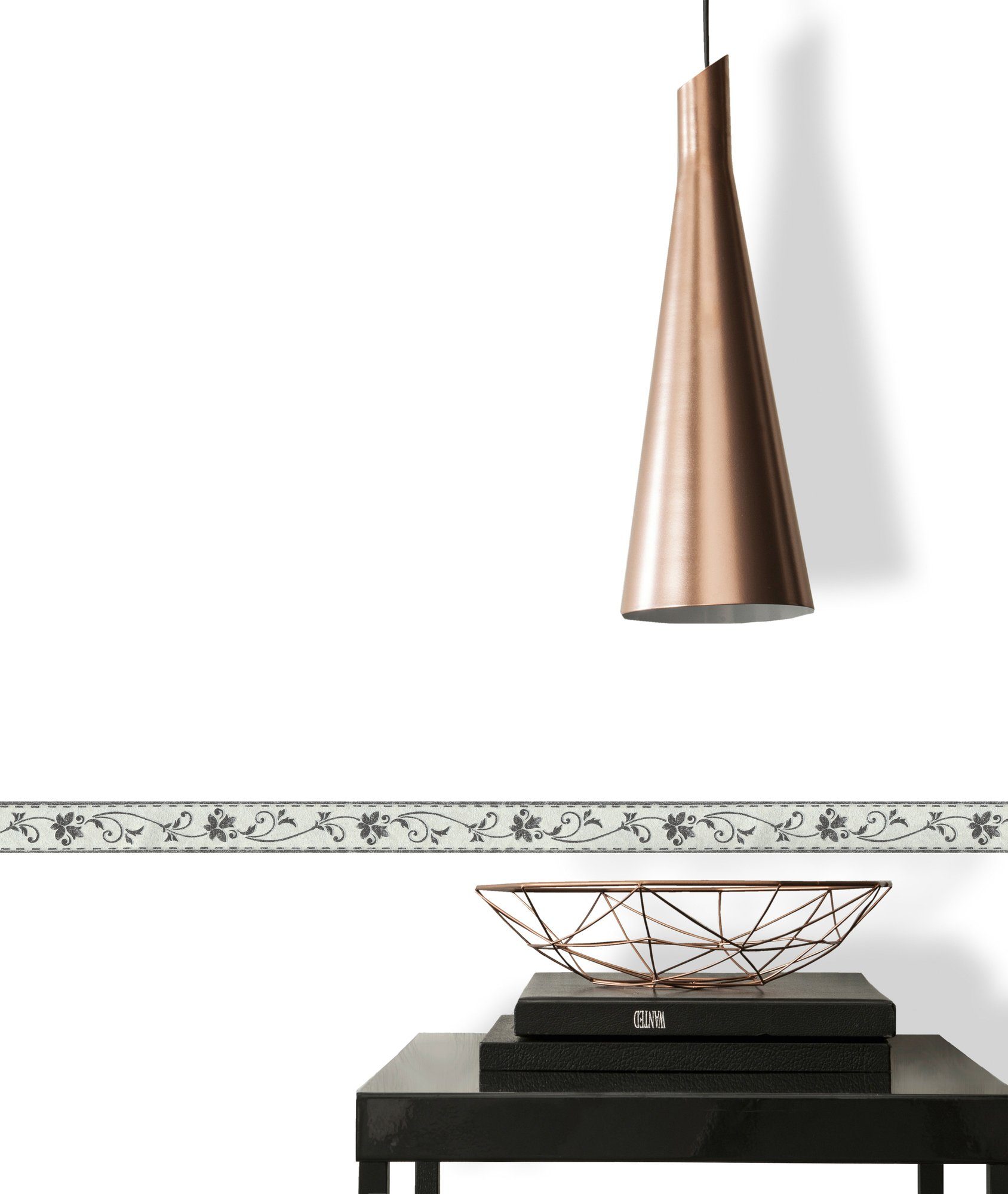 Bricoflor Schmale Tapetenbordüre Selbstklebend Blumen Bordüre in Gold Braun günstig online kaufen