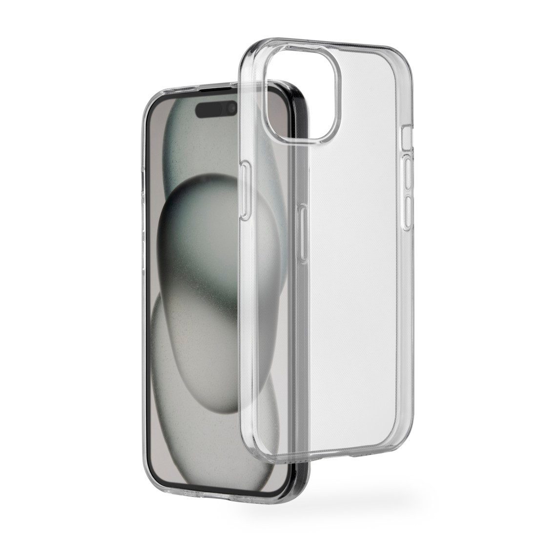 Hama Handyhülle Handyhülle „Always Clear“ für iPhone 15 (kratzfest, ohne Vergilben), Anti-Rutsch-Oberfläche und bezogene Seitentasten