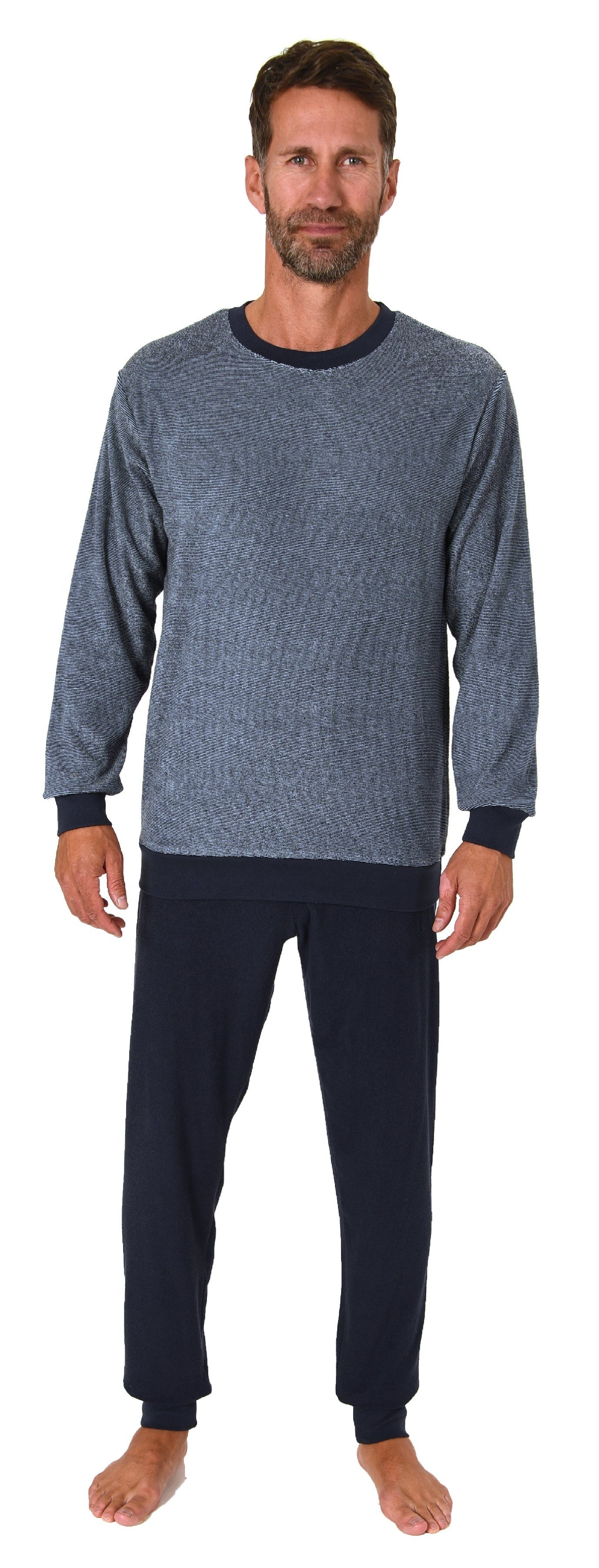 Normann Pyjama Herren langarm Frottee Schlafanzug mit Bündchen - auch in Üb günstig online kaufen