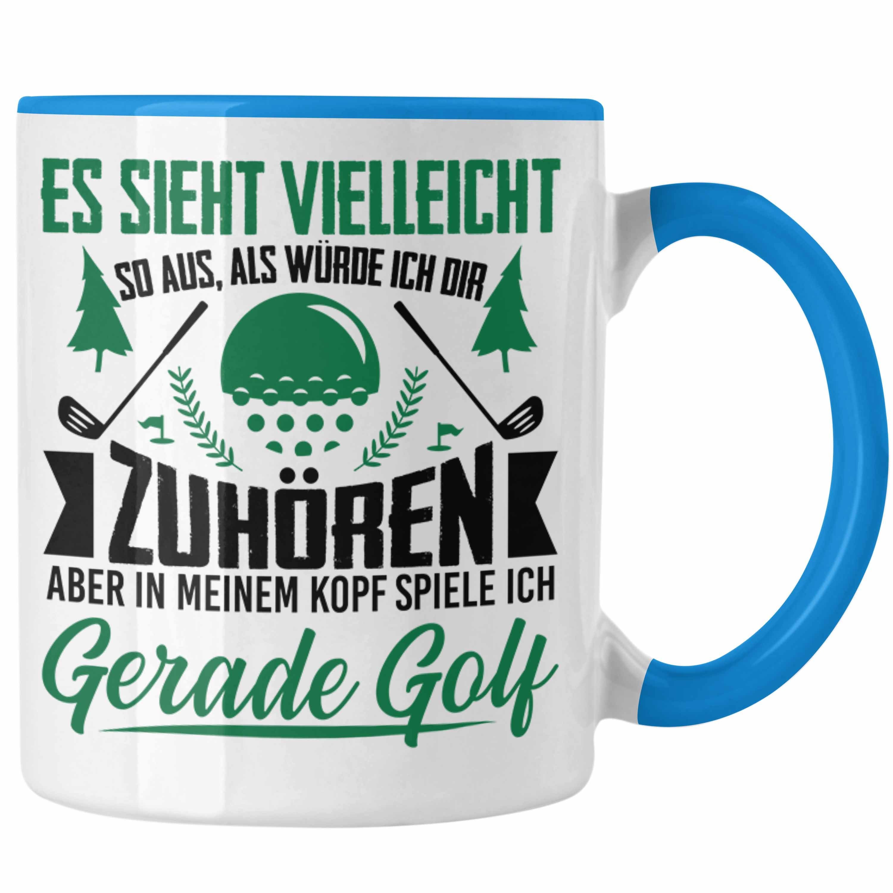Trendation Tasse Trendation - Golfer Geschenk Golf Tasse mit Spruch - Kaffeetasse für Golfer Geschenkidee Blau