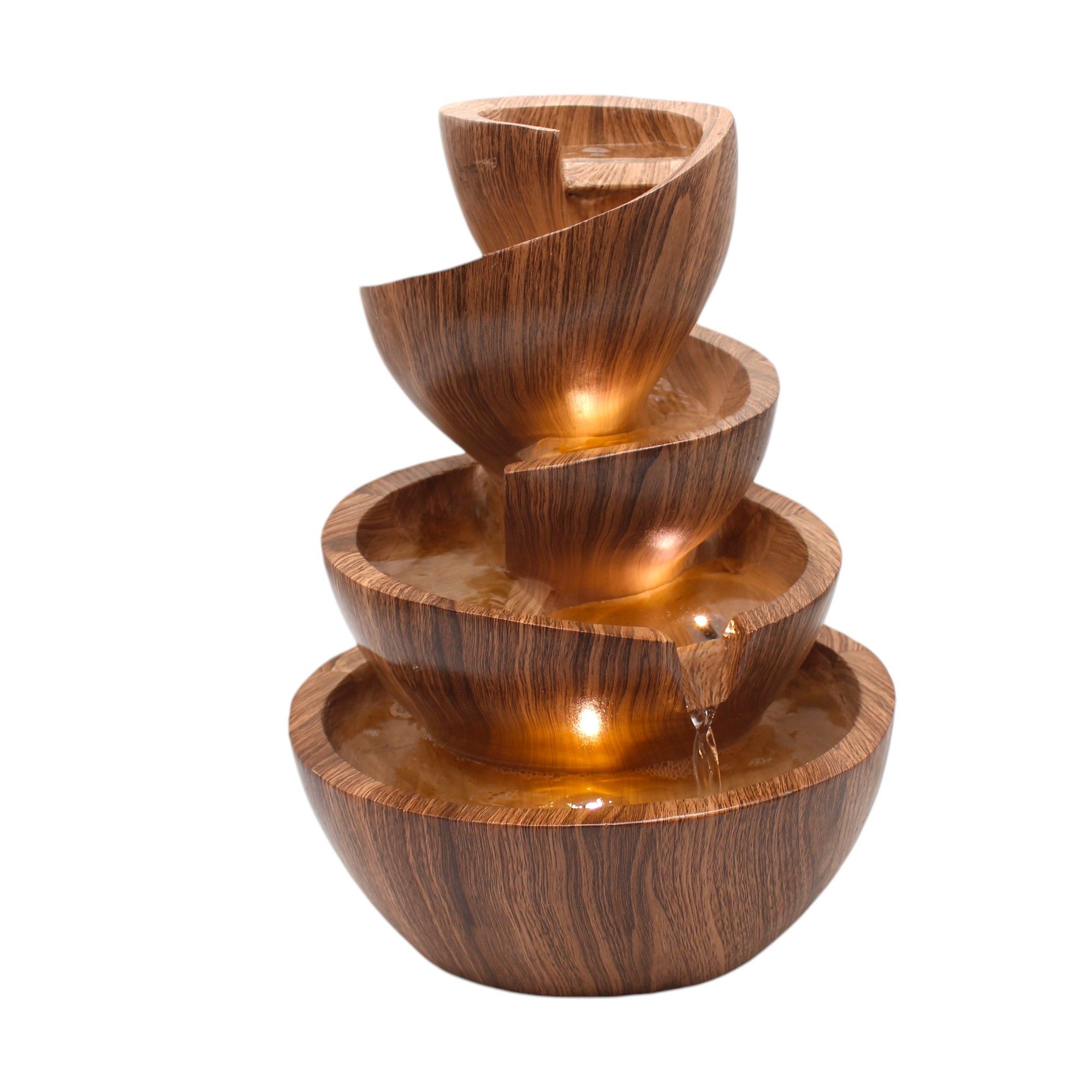 Arnusa Zimmerbrunnen Springbrunnen mit LED Beleuchtung Gartenbrunnen stilvoll Dekoration, Wohnzimmerdeko Wasserspiel LED warmweiß – Bild 5 von 5