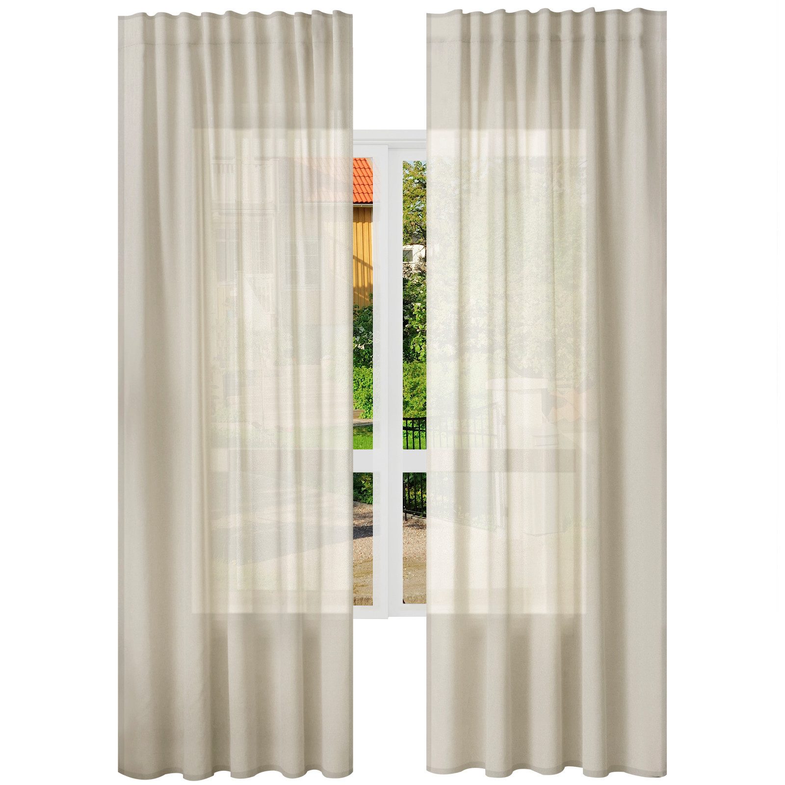 Woltu Gardine, Kräuselband (2 St), halbtransparent, günstig online kaufen