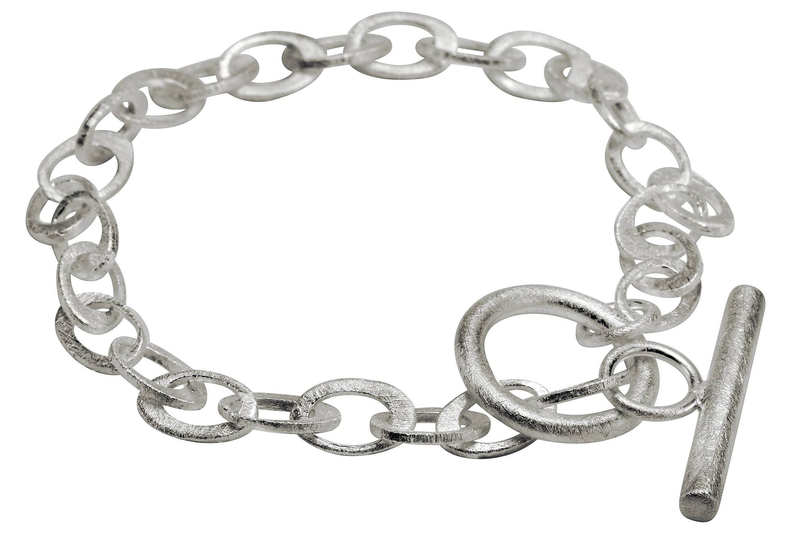 SILBERMOOS Silberarmband Dekoratives Gliederarmband mit Knebelverschluss, 925 Sterling Silber