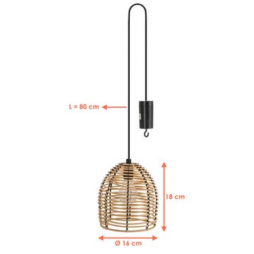 Spetebo Deckenleuchte LED Hängeleuchte in Rattan Optik für Außen und Innen - 18 x 16 cm, LED fest integriert, warm weiß, Garten Deko Beleuchtung warm weiß mit Timer