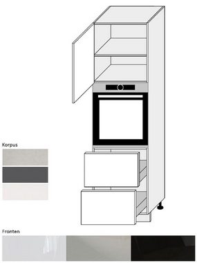 Feldmann-Wohnen Backofenumbauschrank ESSEN (Umbauschrank für Backofen, Küchenschrank) D14/RU/2E/356 mit Vollauszug - Korpus- und Frontfarbe wählbar