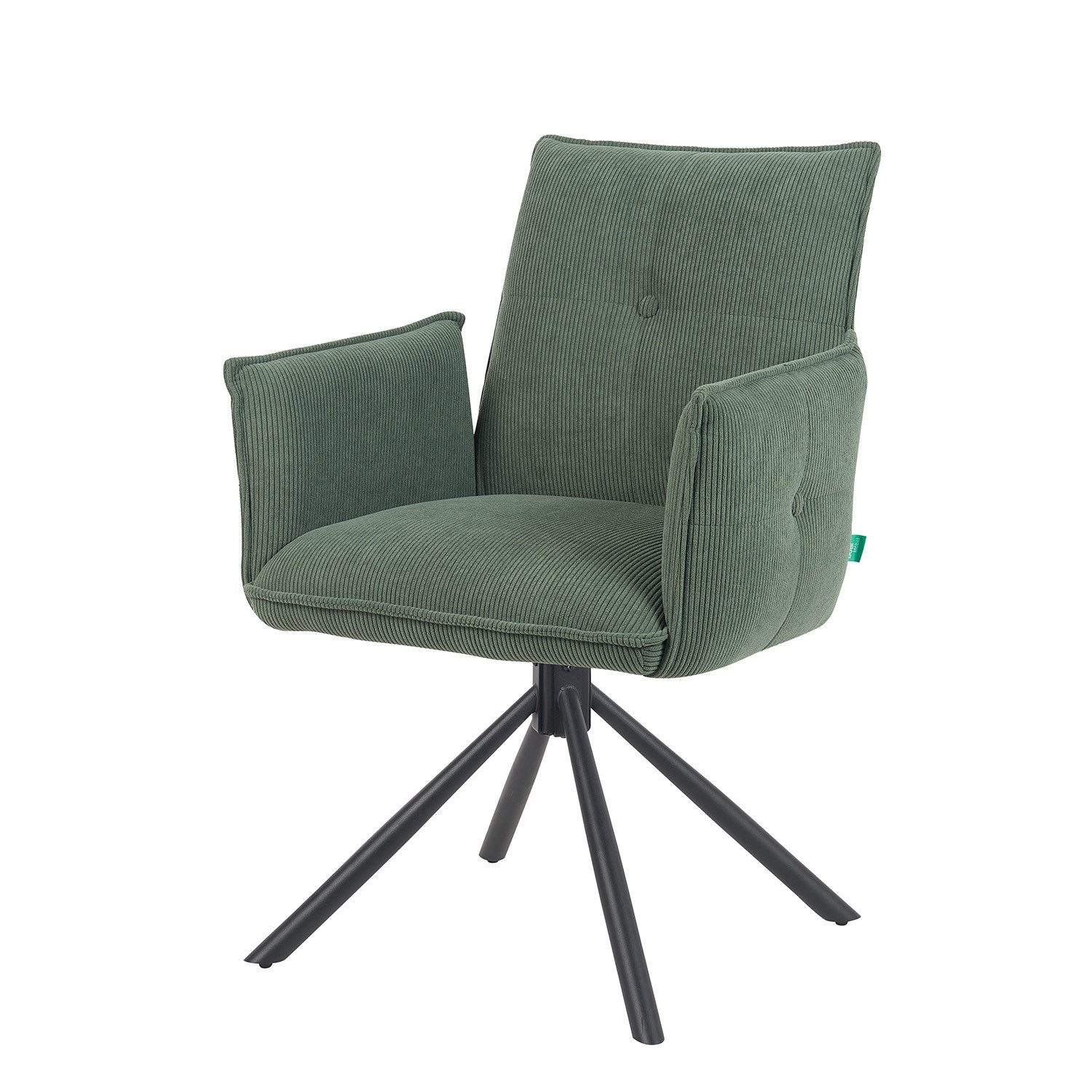 DUBI Möbel Polsterstuhl Mika-Nevio, Federkern, pulverbeschichtet, 360° drehbar im 2er-Set