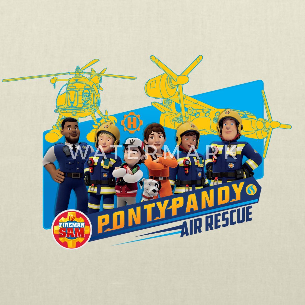 Spreadshirt Henkeltasche Feuerwehrmann Sam™ Pontypandy Air Rescue Stoffbeutel (1-tlg)