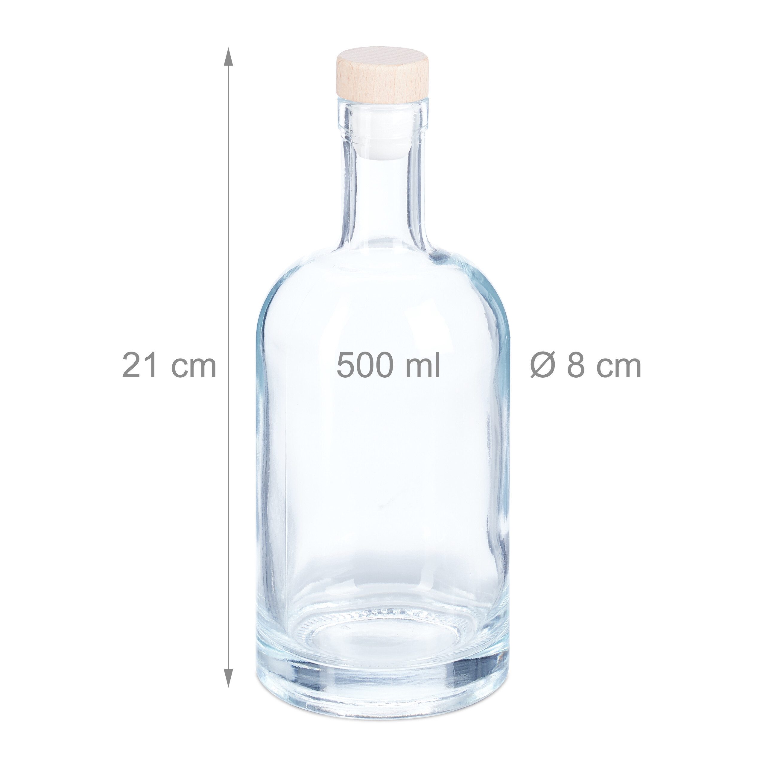 relaxdays Vorratsglas Flaschen zum Befüllen 12er Set 500 ml, Glas, (12-tlg) – Bild 4 von 5