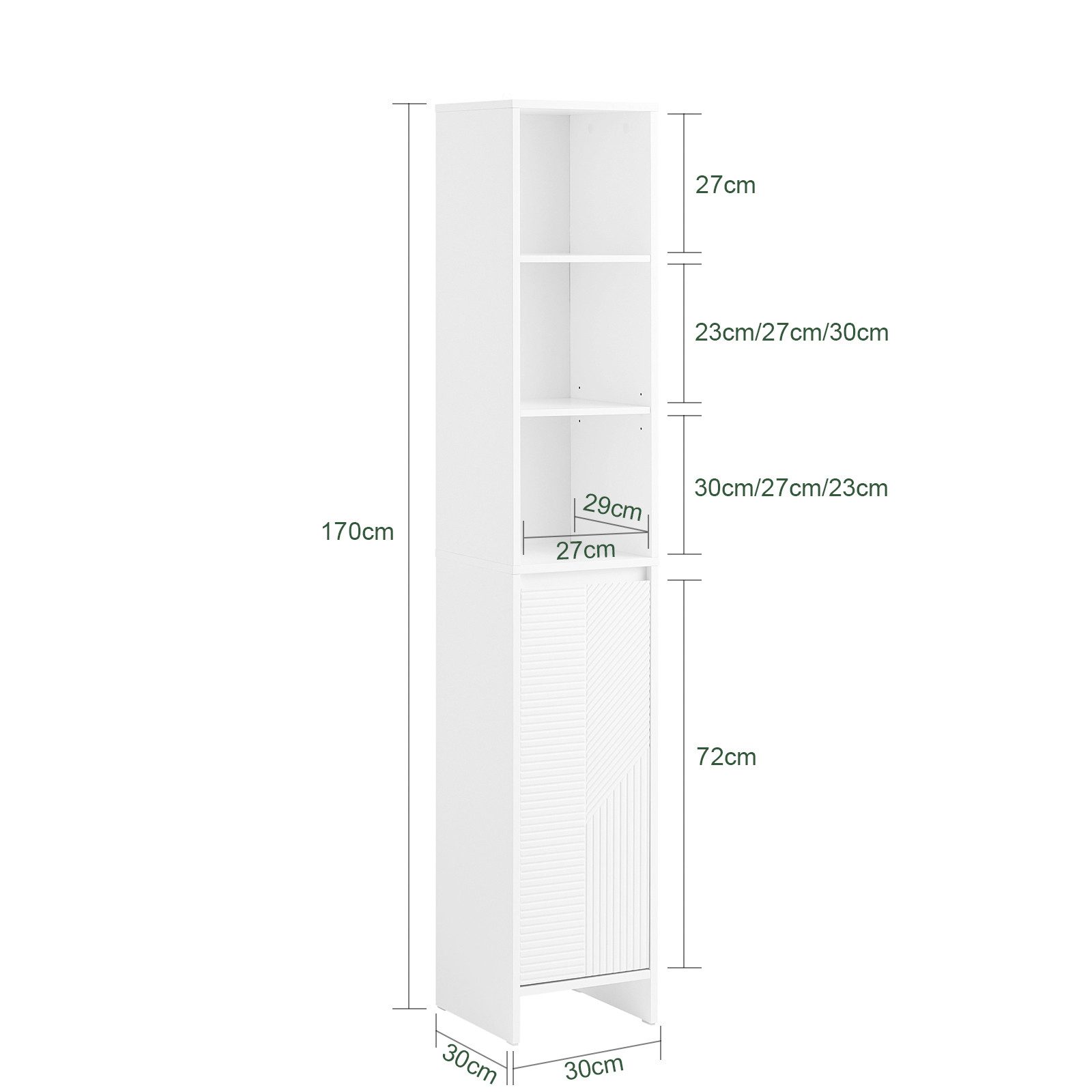 SoBuy Hochschrank BZR158, Badezimmerschrank schmal, Badezimmer Schrank Badkommode Badschrank mit Wäschesack Wäscheschrank Badregal – Bild 5 von 5