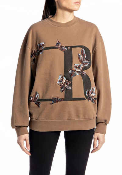 Replay Sweater Over-Fit Sweatshirt mit Aufdruck, Rose Label
