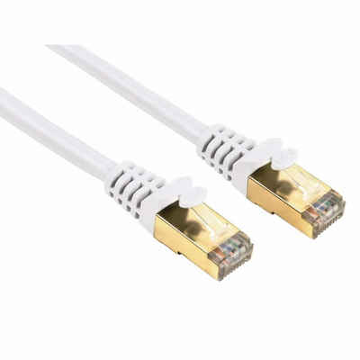 Hama CAT5e Netzwerkkabel STP 10m geschirmt Weiß LAN-Kabel, RJ45, Kein (1000 cm), Patch-Kabel Cat 5e Gigabit Ethernet