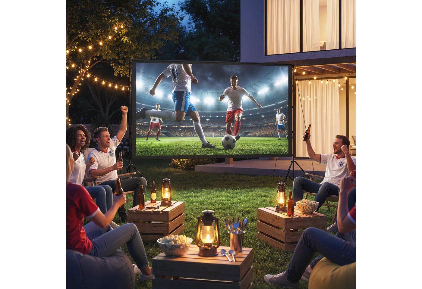 HOMCOM Leinwand Beamer 100" Projektionsleinwand tragbar doppelseitig Heimkino, 4K,8K-fähig, 160° Betrachtungswinkel, Dual-Stativ, faltbar, waschbar