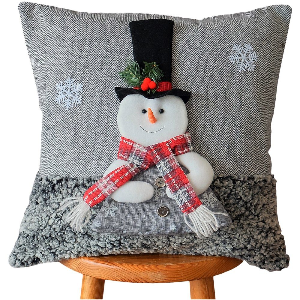 Kissenbezüge Kissenbezug Schneemann angenäht bunt Polyester 40x40 cm