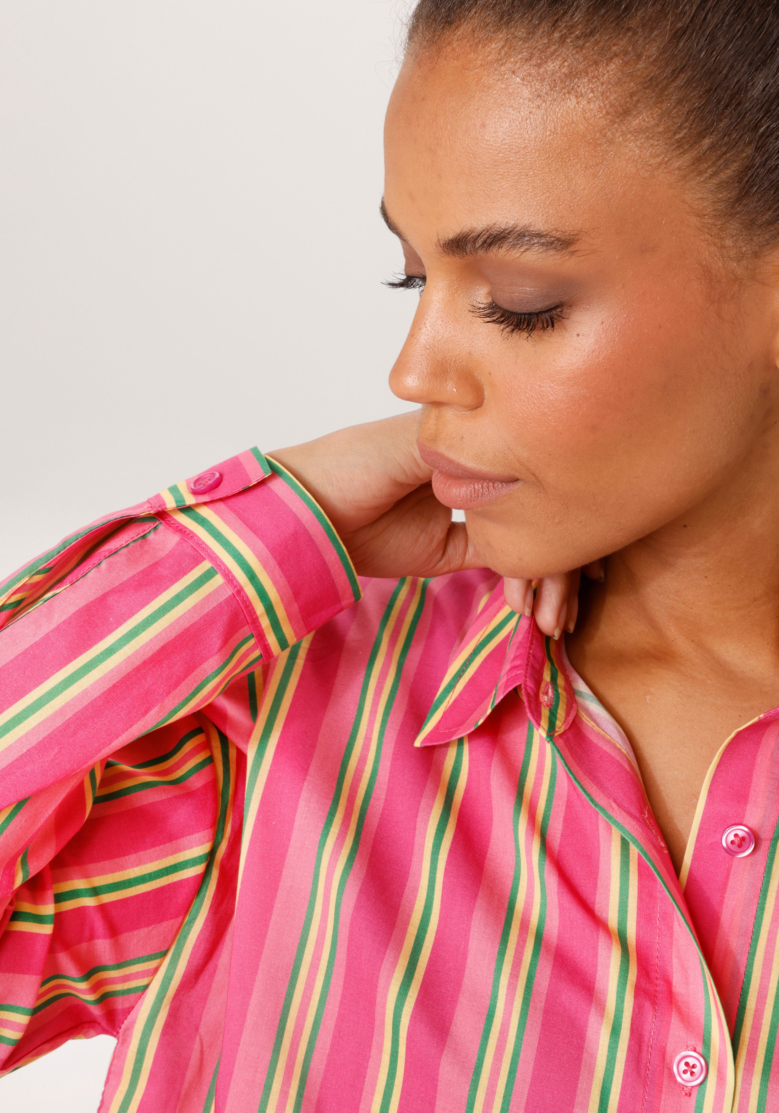 Aniston CASUAL Hemdbluse im knallfarbenem Streifen-Dessin - NEUE KOLLEKTION