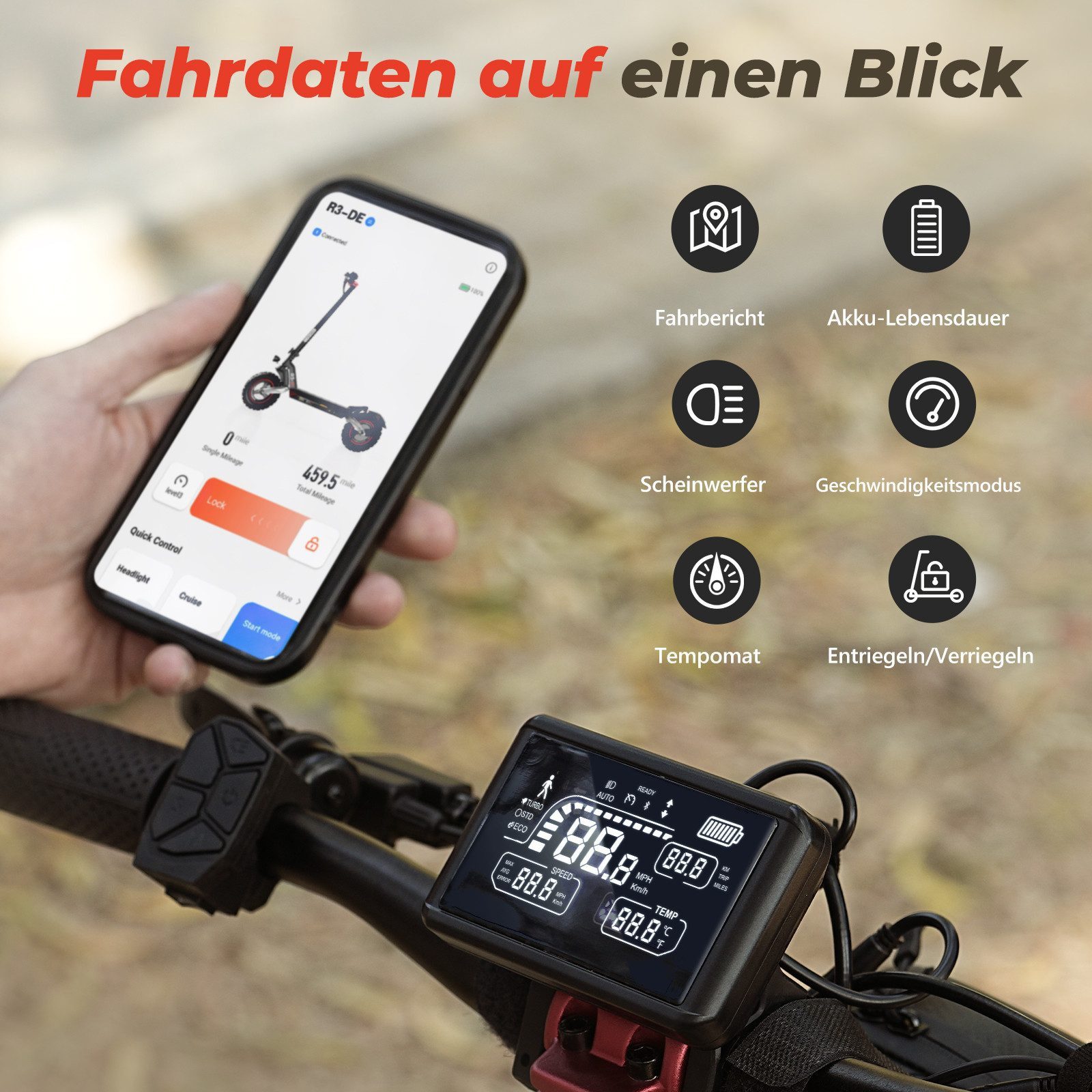 iscooter E-Scooter Elektro-Roller für den Geländeeinsatz 80-100km Reichweite, 500,00 W, 20,00 km/h, (1 tlg), 15Ah,doppelte Stoßdämpfung, klappbar, bis 150 kg belastbar