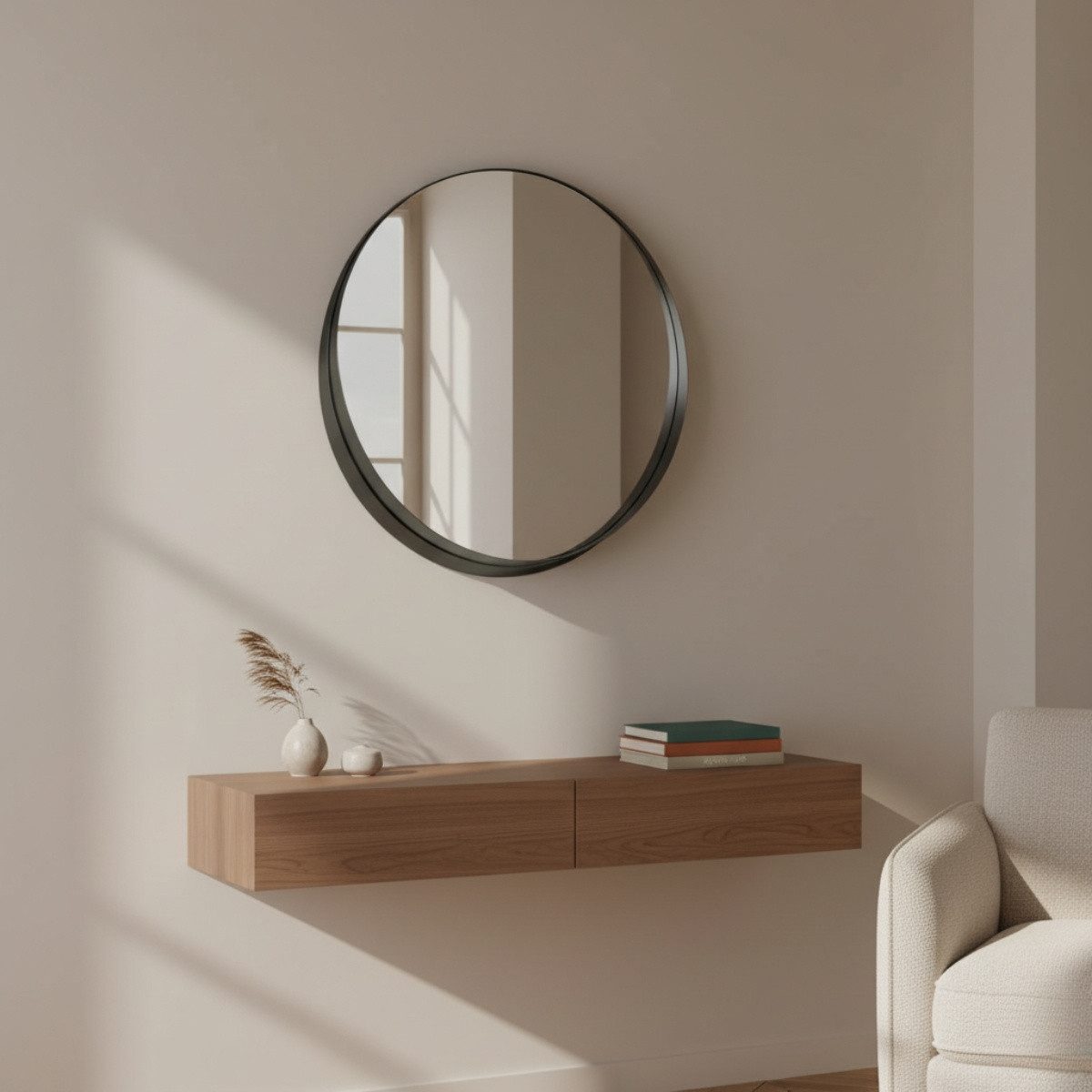 SCENA LIVING Wandspiegel Runder Wandspiegel SVEA, Ø 50 cm, Splitterschutzfolie