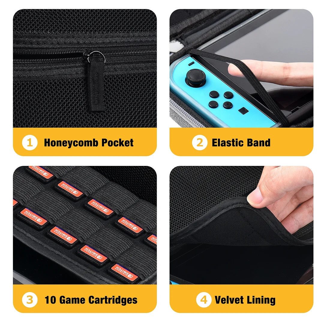 COFI 1453 Nintendo-Schutzhülle Hülle kompatibel mit Nintendo Switch Hartschalen-Reisehülle 10 Fächer