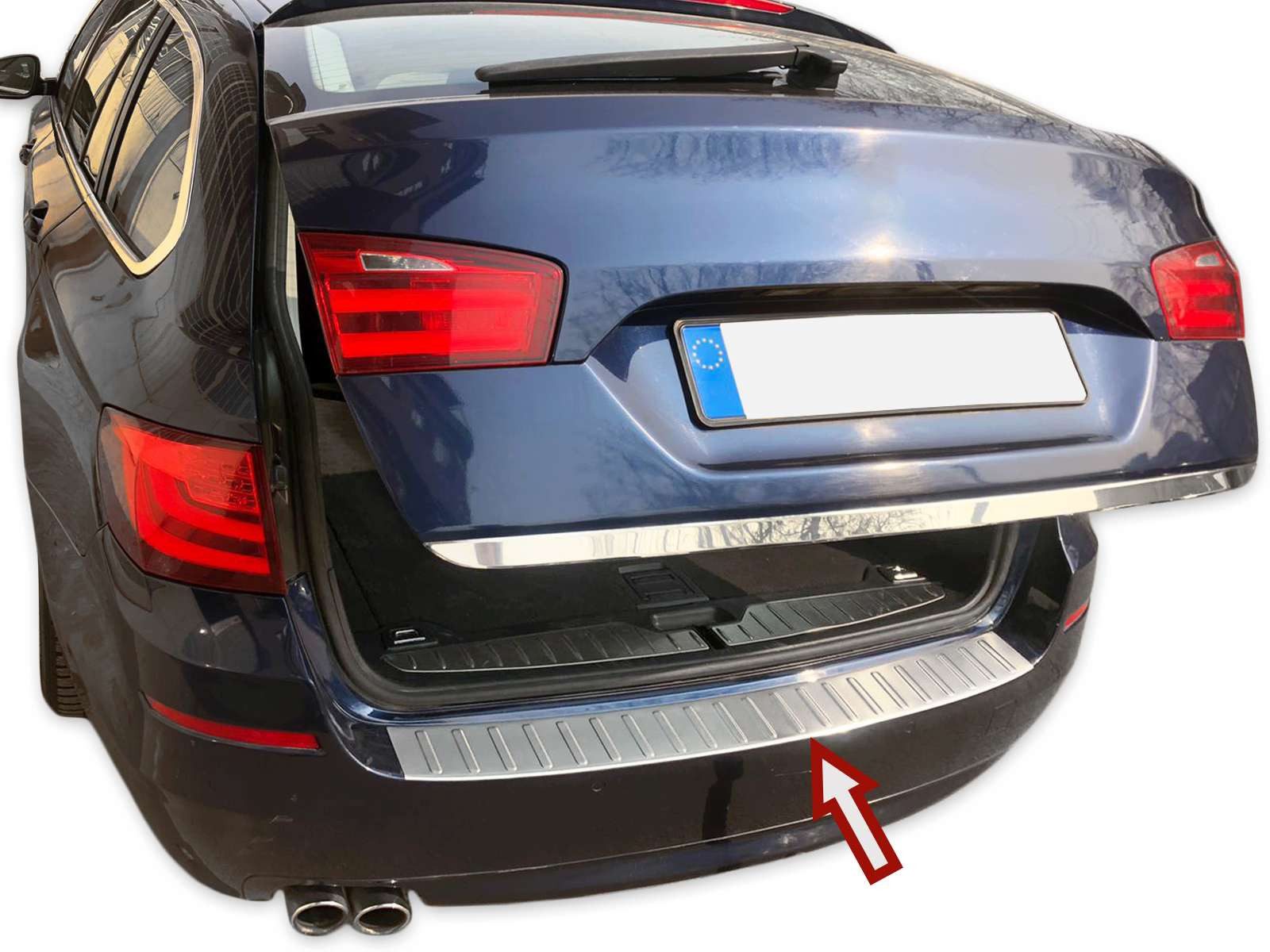 RECAMBO Ladekantenschutz für BMW 5er F11 TOURING, 2010-2017 Stoßstangenschutz, V2A rostfrei, Exklusive Optik, praktischer Schutz & perfekte Passform