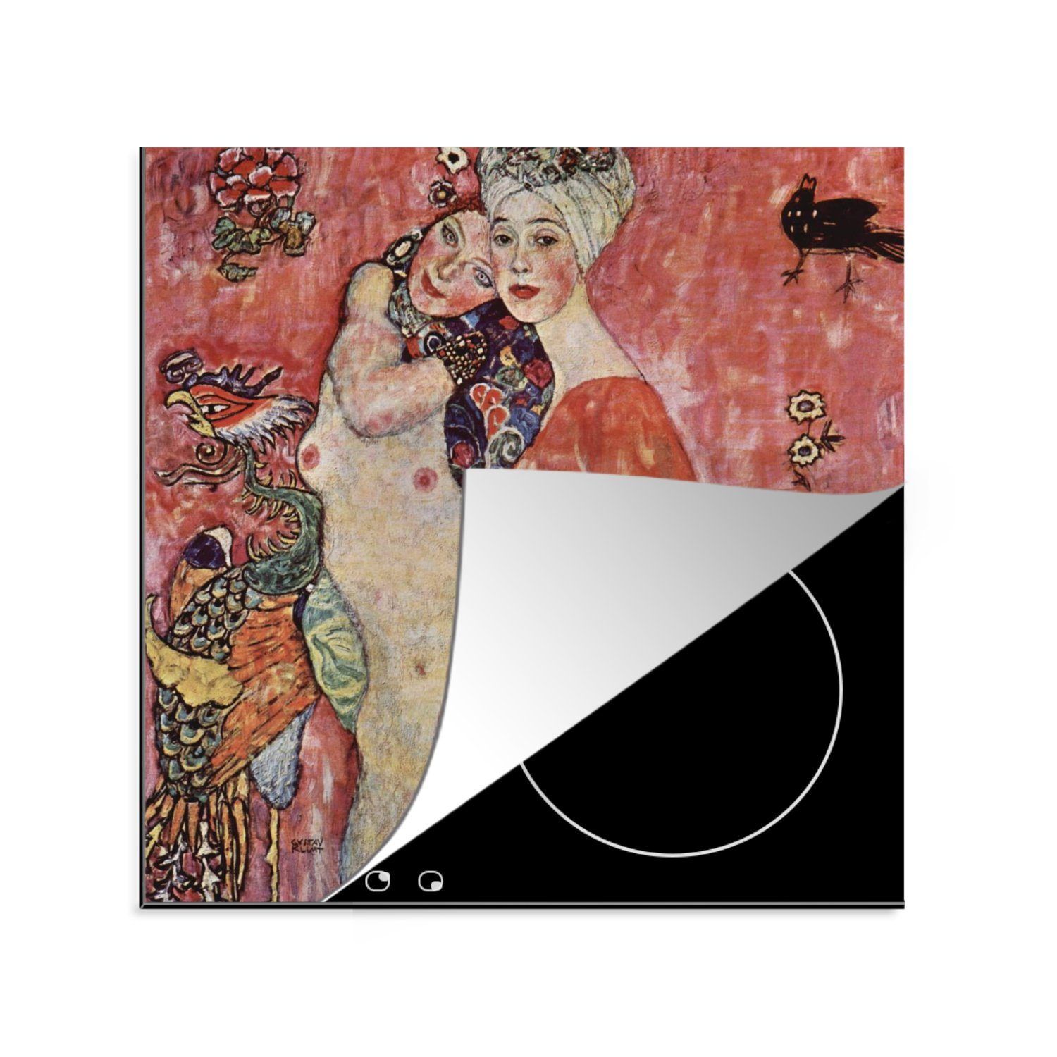 MuchoWow Herdblende-/Abdeckplatte Freundinnen - Gemälde von Gustav Klimt, Vinyl, (1 tlg), 78x78 cm, Ceranfeldabdeckung, Arbeitsplatte für küche