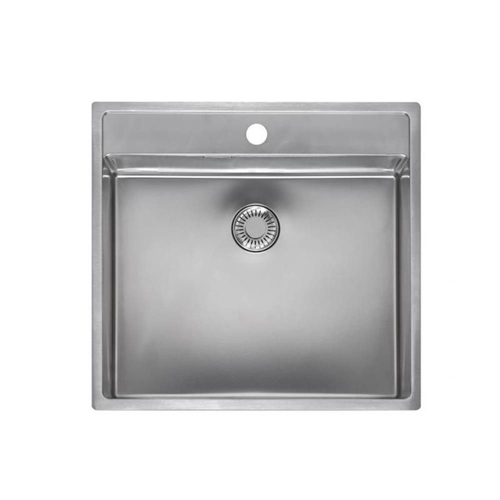 REGINOX Edelstahlspüle New York 50x40 HLB (mit Hahnlochbank), Edelstahl, 54/51 cm