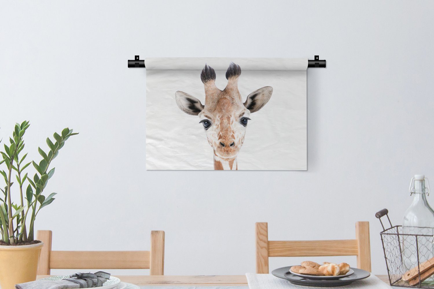 Wohnzimmer, - Kleid, Schlafzimmer, für Tiere Natur Kinderzimmer Wanddeko Wandbehang, MuchoWow Porträt, - - Giraffe Wanddekoobjekt