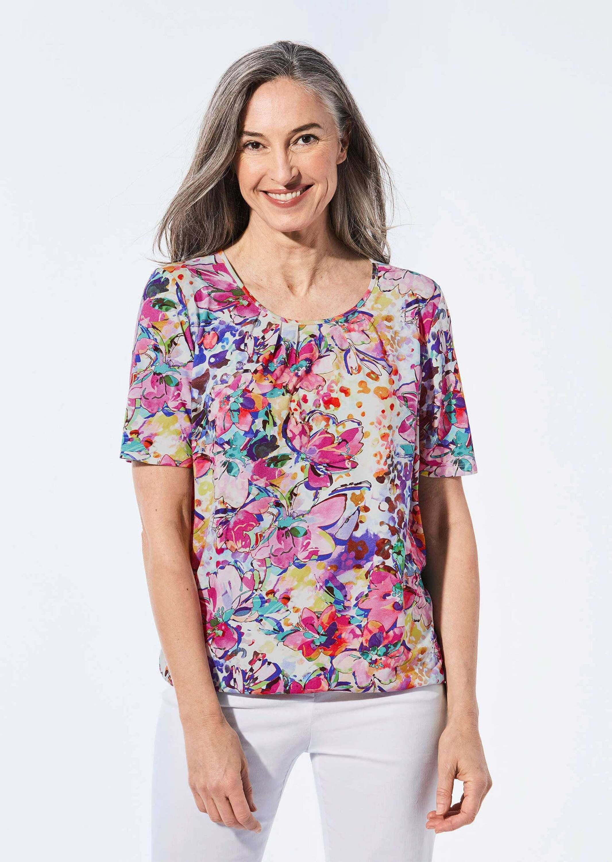 Print-Shirt Druckshirt mit raffinierten Details