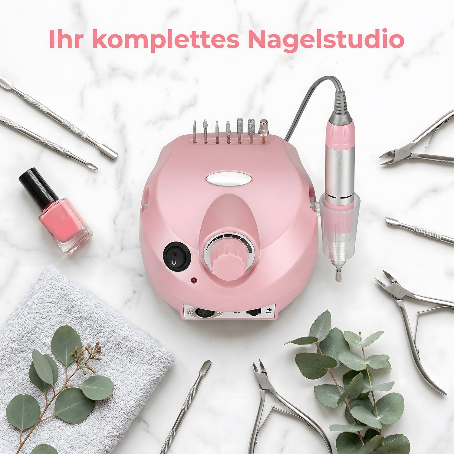 AKKEE Maniküre-Pediküre-Set Elektrische Nagelfräser Fußpflegegerät 45000RPM, Nagelfeile Set, für den Heimgebrauch und Nagelstudios
